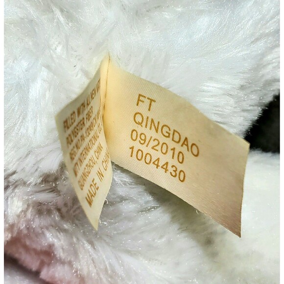 Dan Dee 15" Plush Dog 2010 – White Fur, Red Ears & Nose, Fall Bowtie – Collector - Picture 10 of 11